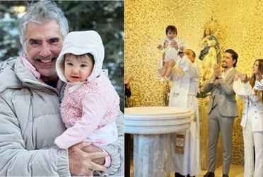 Mía la primera nieta de Alejandro Fernández está apunto de cumplir un año de edad y sus padres decidieron que ya era tiempo de bautizar a la pequeña en una lujosa fiesta muy íntima 