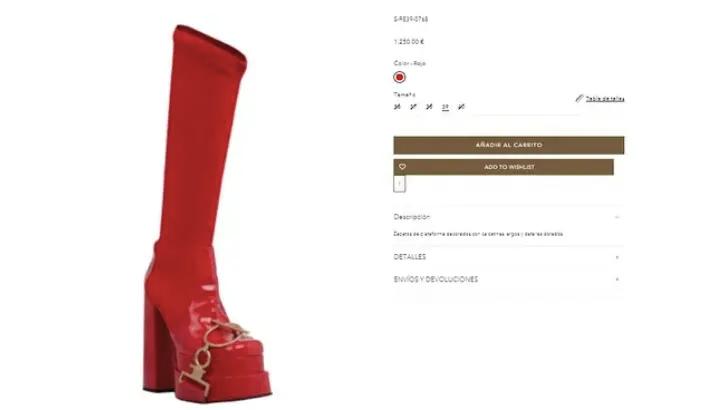 Botas rojas con las que se tropezó Belinda. (Foto: Página Web de las diseñadoras Raisa y Vanessa)