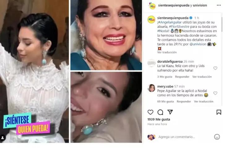 Ángela Aguilar usó los aretes de su abuela en su boda. (Foto: Instagram Siéntese quién pueda)