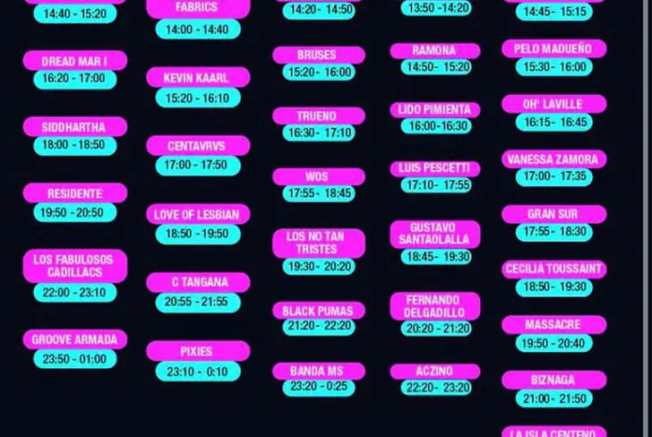 Horarios Vive Latino 2022. Tomada de AS