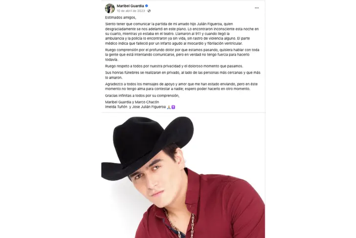 Comunicado de Maribel Guardia. (Foto: Facebook de Maribel)