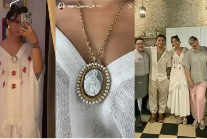 Ángela Aguilar con la medalla de la Virgen de la Dulce Espera. (Foto: Instagram Ángela Aguilar)