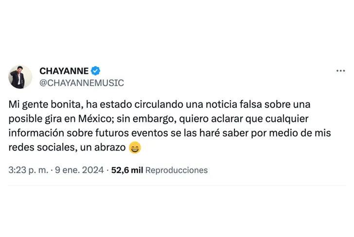 Vía Twitter Chayanne