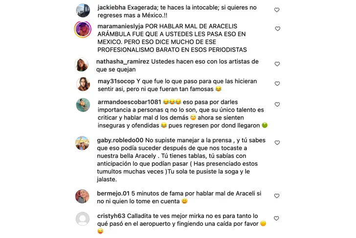 Comentarios vía Instagram 'La mesa caliente'