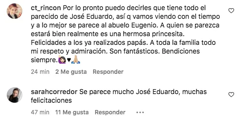 Comentarios en la publicación de Instagram de José Eduardo