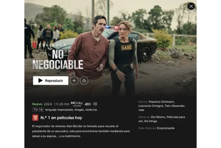 Portada de la película No negociable. (Foto: Netflix)