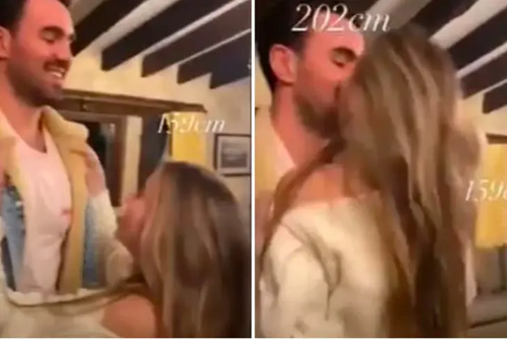 Sofía dándole besos a su novio. (Foto: Infobae)